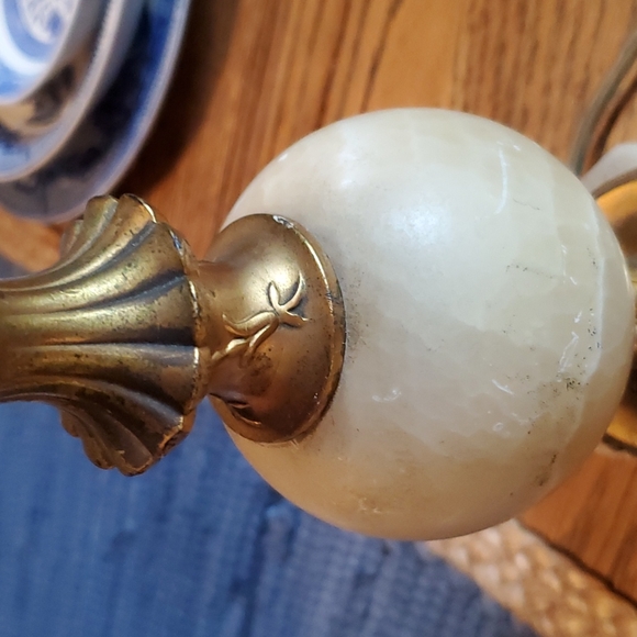 Antique Solid Agate Lamp and Linen Drum Shade - Picture 6 of 15